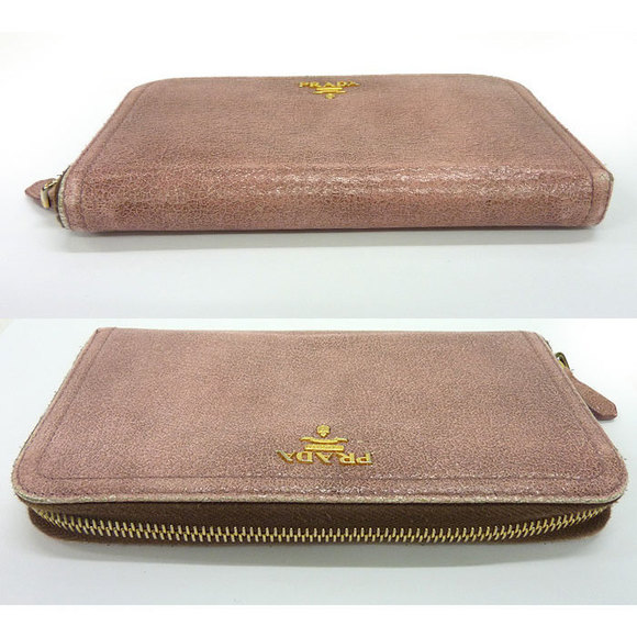 Prada Handbags - Prada Long Wallet Leather Pink Goat